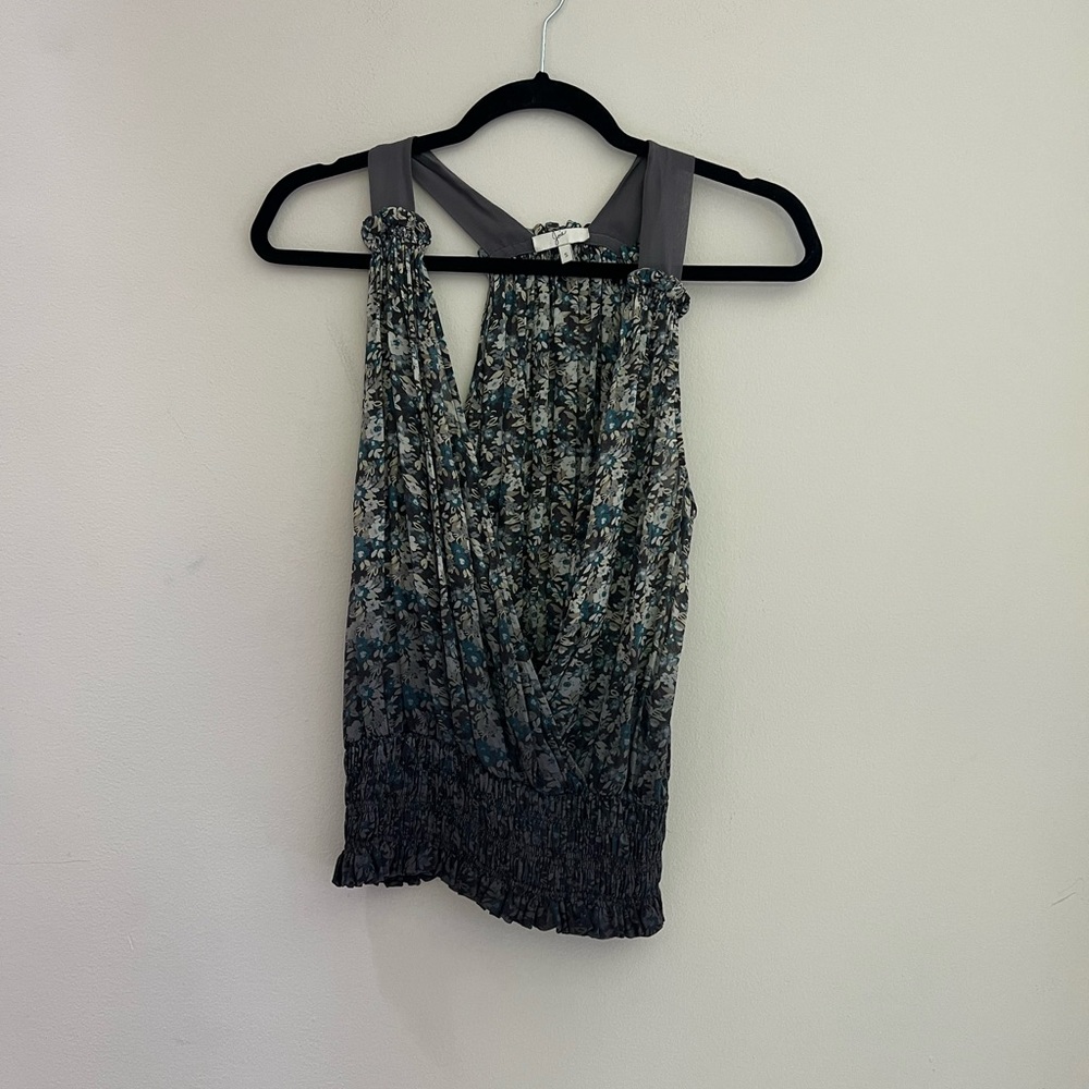 Joie woman silk floral print wrap sleeveless blouse - Picture 2 of 8